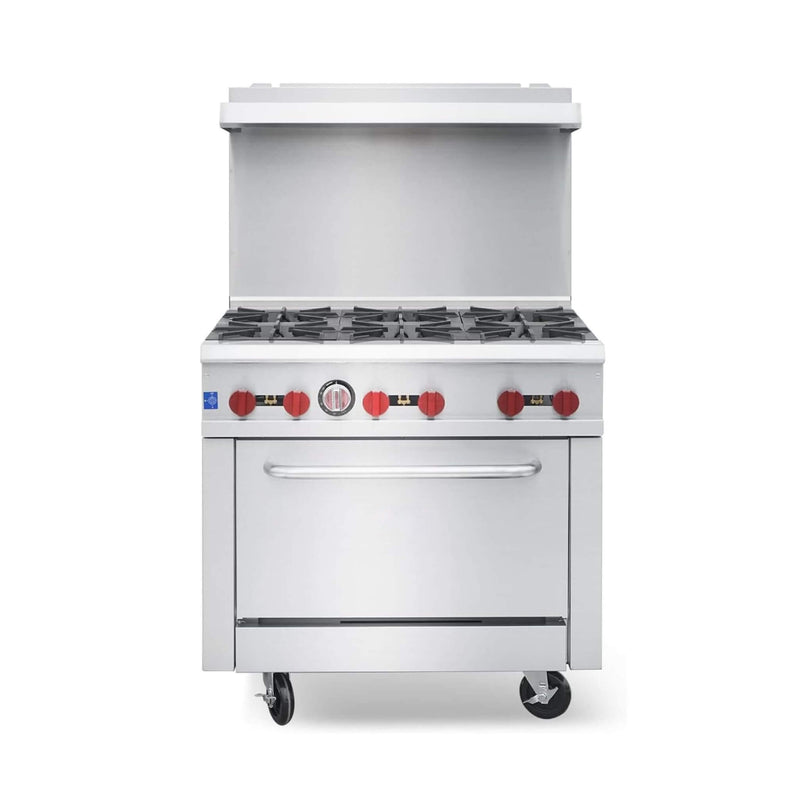 36-Inch Commercial 210K BTU 6-Burner Stainless Steel Freestanding Gas Range (SAK85603)