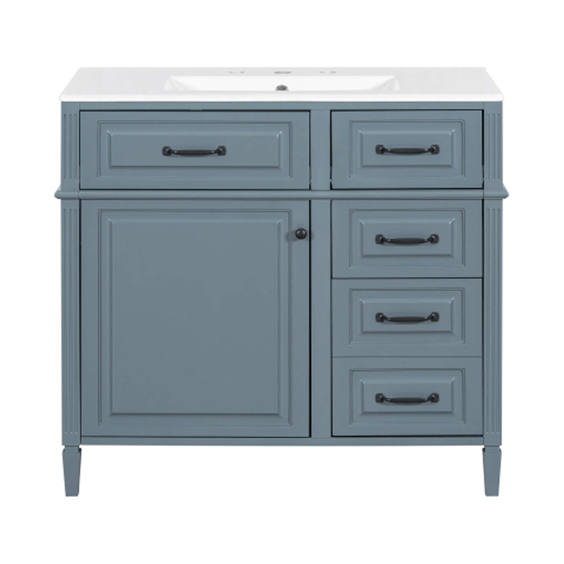 Nuvia 36-Inch Freestanding Bathroom Vanity With Ceramic Sink And Storage Cabinets [Faucet Not Included] (SAK41792)