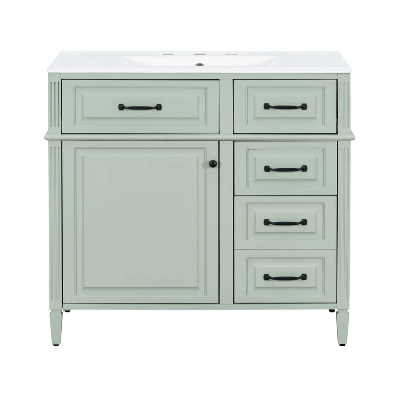 Nuvia 36-Inch Freestanding Bathroom Vanity With Ceramic Sink And Storage Cabinets [Faucet Not Included] (SAK41792)