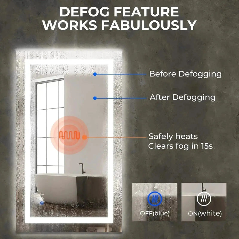 HAUSVITA 36x24" Center Glow LED Bathroom Vanity Mirror