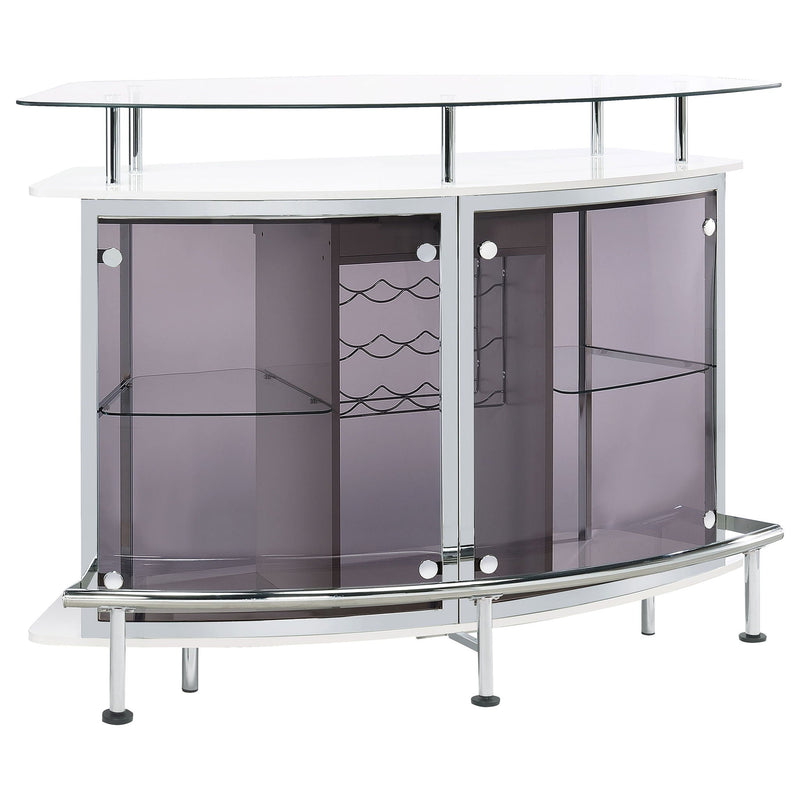 Gideon Curved Glass Top Home Bar Cabinet White High Gloss
