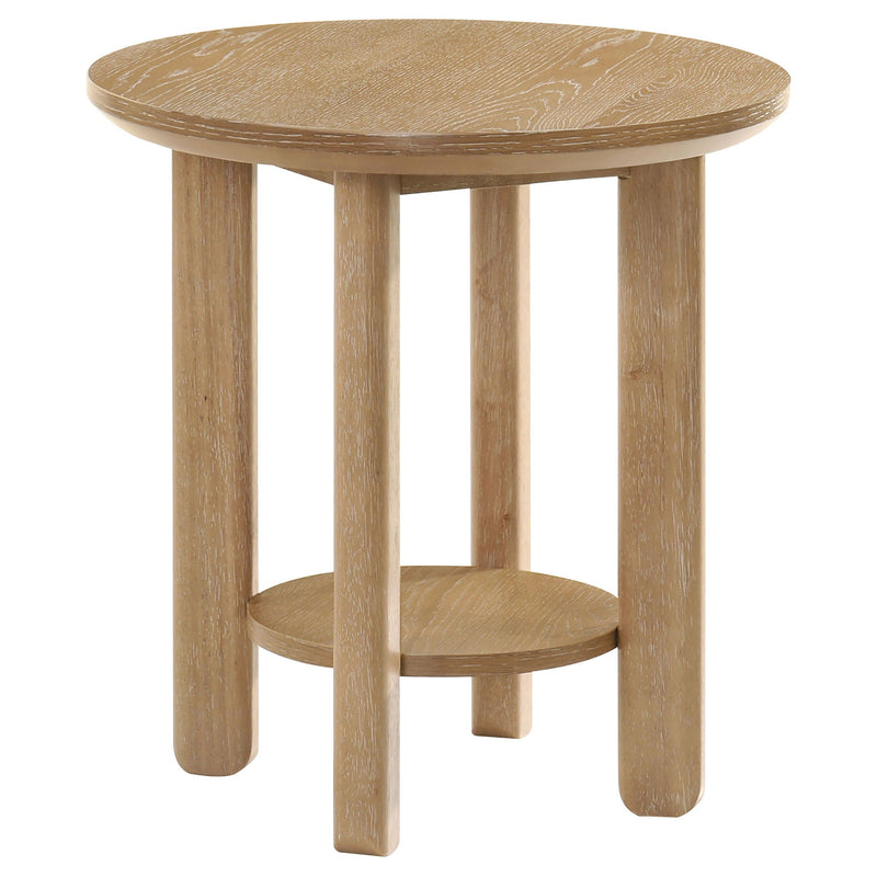 Ottowa 3-piece Round Wood Coffee Table Set Light Oak