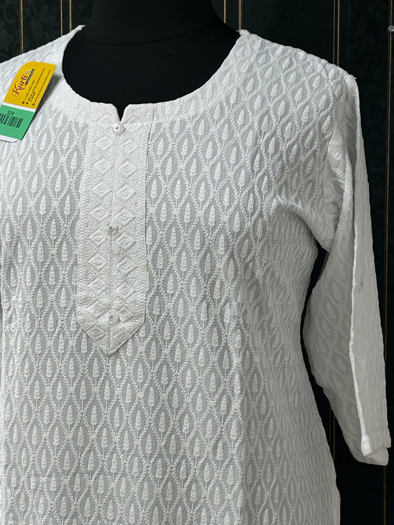 White chikankari kurti : Size 50