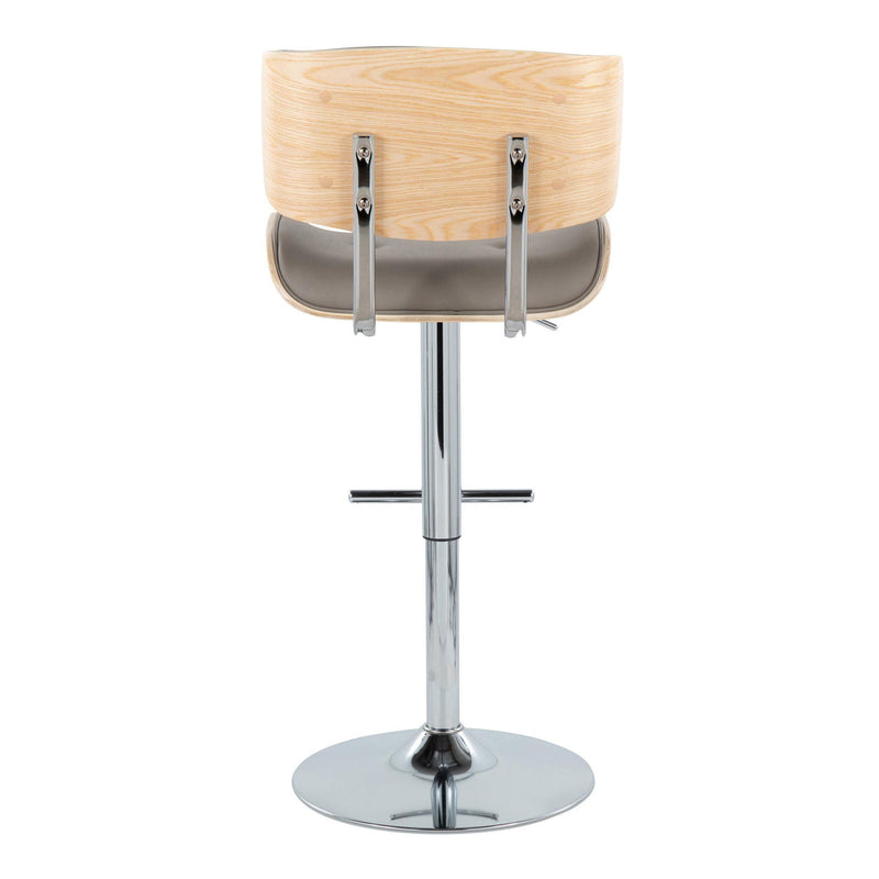 Lombardi - Contemporary Adjustable Barstool With Swivel With Straight T Footrest (Set of 2)