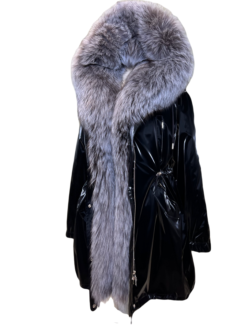 Genuine Silver Fox Fully Lined Hood Rabbit Insulated Parka