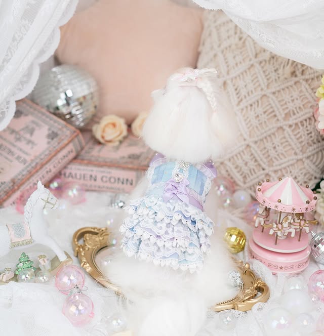 Luxury design Royal Frost Ruffle Dog Dress