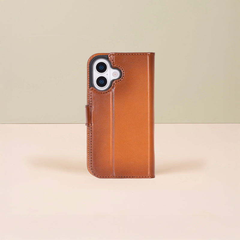 Leathere iPhone 17 Wallet Case – Rustic Brown - New York