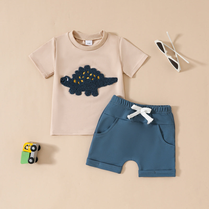 Boys Short-Sleeve Pocketed Shorts Set