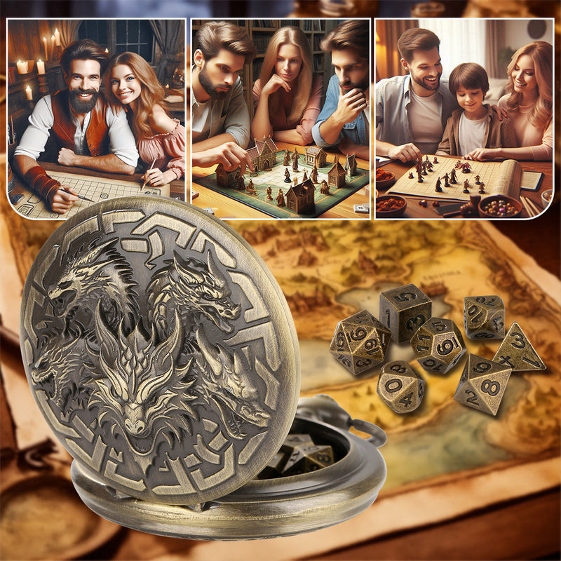 Retro Creative Pocket Watch Shaped Tabletop Game Dice Set -7PCS Metal Polyhedral Dice, Steampunk Style Portable DND Dice Set, Exquisite Metal Craftsmanship, Adding Unique Charm To Tabletop Games