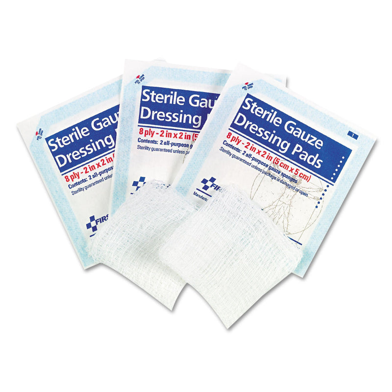 First Aid Only SmartCompliance Gauze Pads, Sterile, 8-Ply, 2 x 2, 5 Dual-Pads/Pack