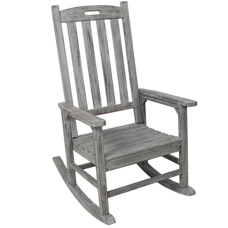 Oversized Porch Rocker Chair With Wide Seat And Tall Backrest