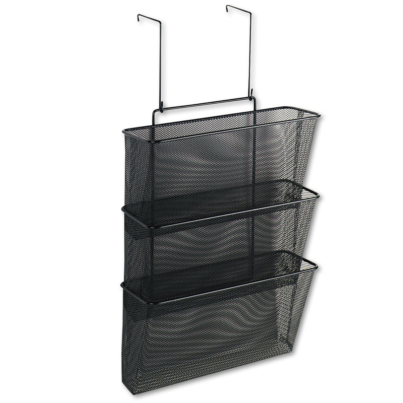 Fellowes Mesh Partition Additions Three-File Pocket Organizer, 12.63 x 8.25 x 23.25, Over-the-Panel/Wall Mount, Black