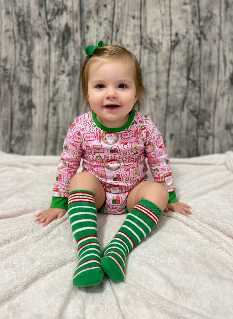 Fa la la pink and green long sleeve Leo