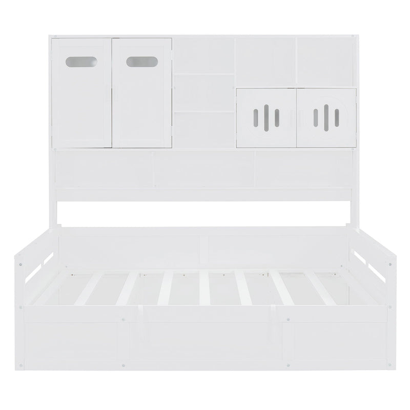 Daybed With All-In-One Cabinet And Shelf