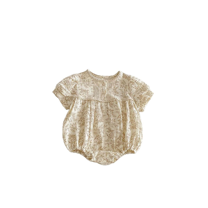 Stylish Lace Short-Sleeve Romper For Girls