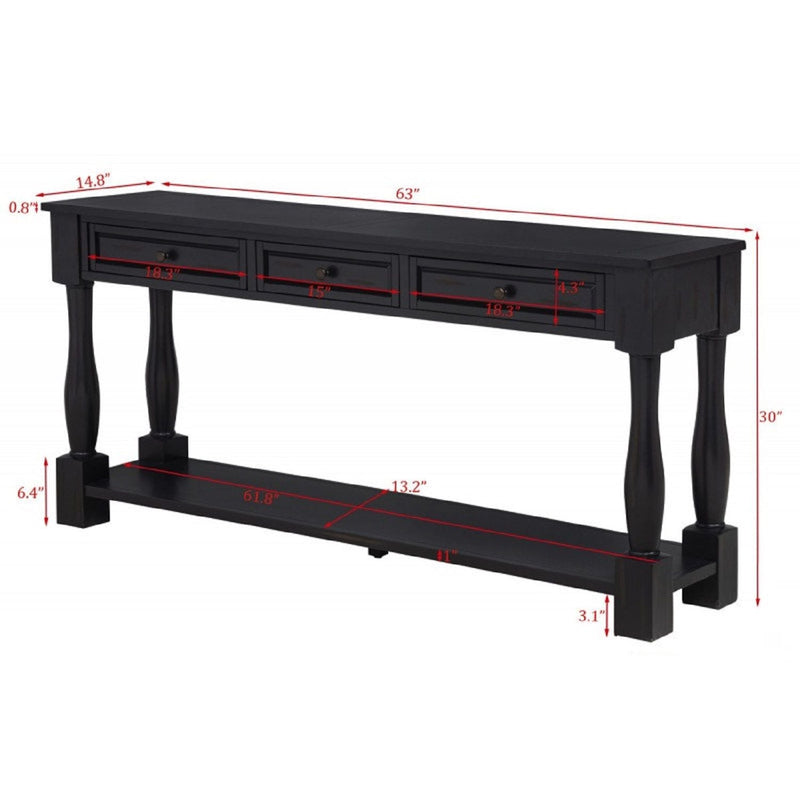 Long Console Table With Drawers And Shelf