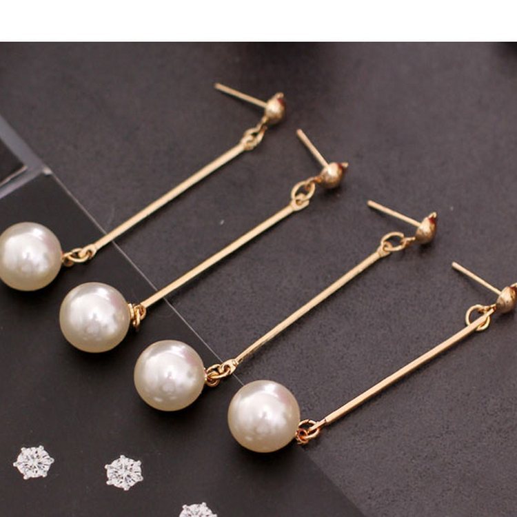 Long Dangle Pearl Earrings