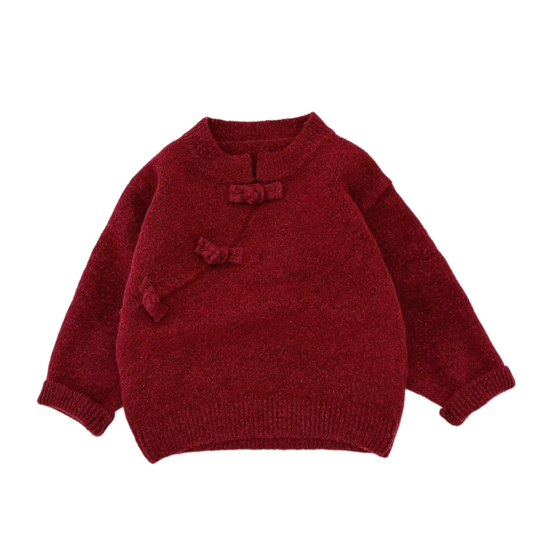 Thickened Chinese-style Buttoned Collar Knitted Sweater