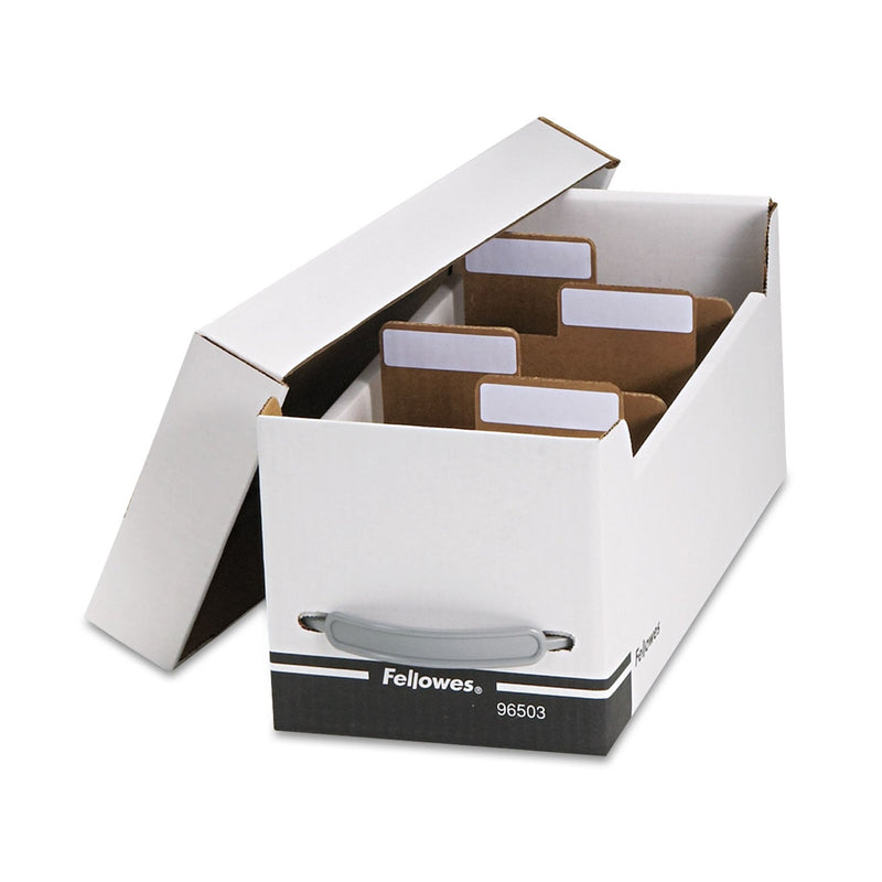 Fellowes Corrugated Media File, Holds 35 Standard Cases, White/Black