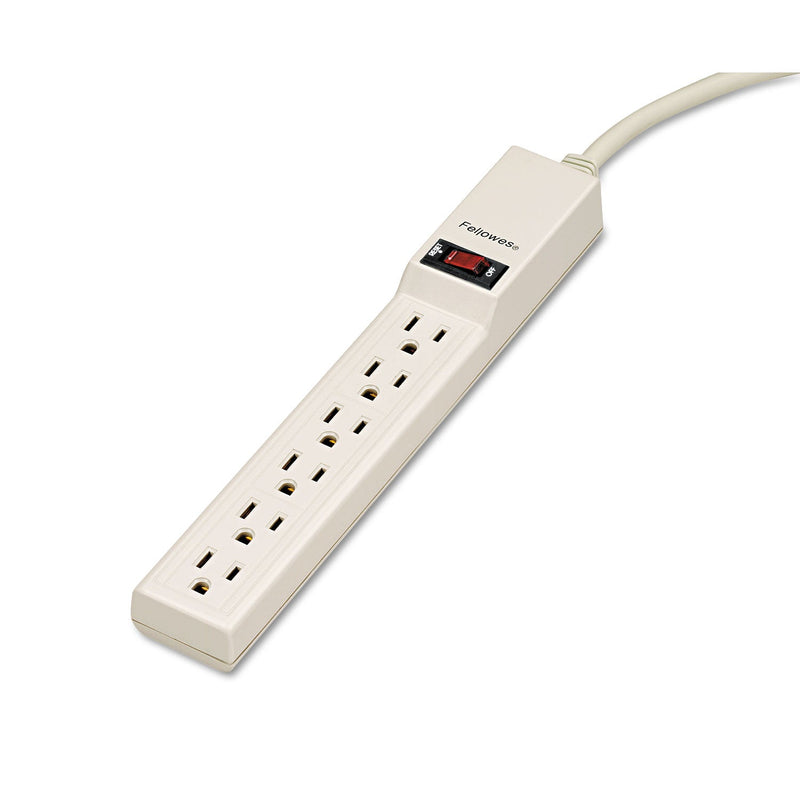 Fellowes Power Strip, 6 Outlets, 4 ft Cord, Platinum
