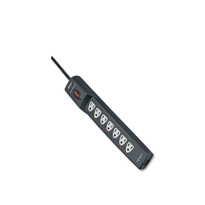 Fellowes Power Guard Surge Protector, 7 AC Outlets, 12 ft Cord, 1,600 J, Graphite Gray