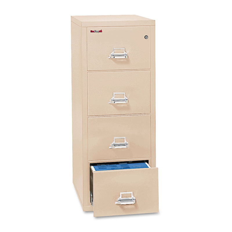 FireKing Insulated Vertical File, 1-Hour Fire Protection, 4 Legal-Size File Drawers, Parchment, 20.81" x 31.56" x 52.75"