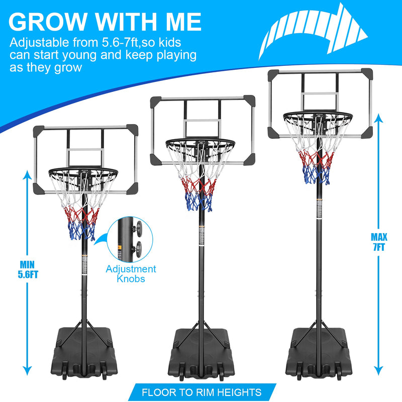 Portable Basketball Goal System with Stable Base and Wheels