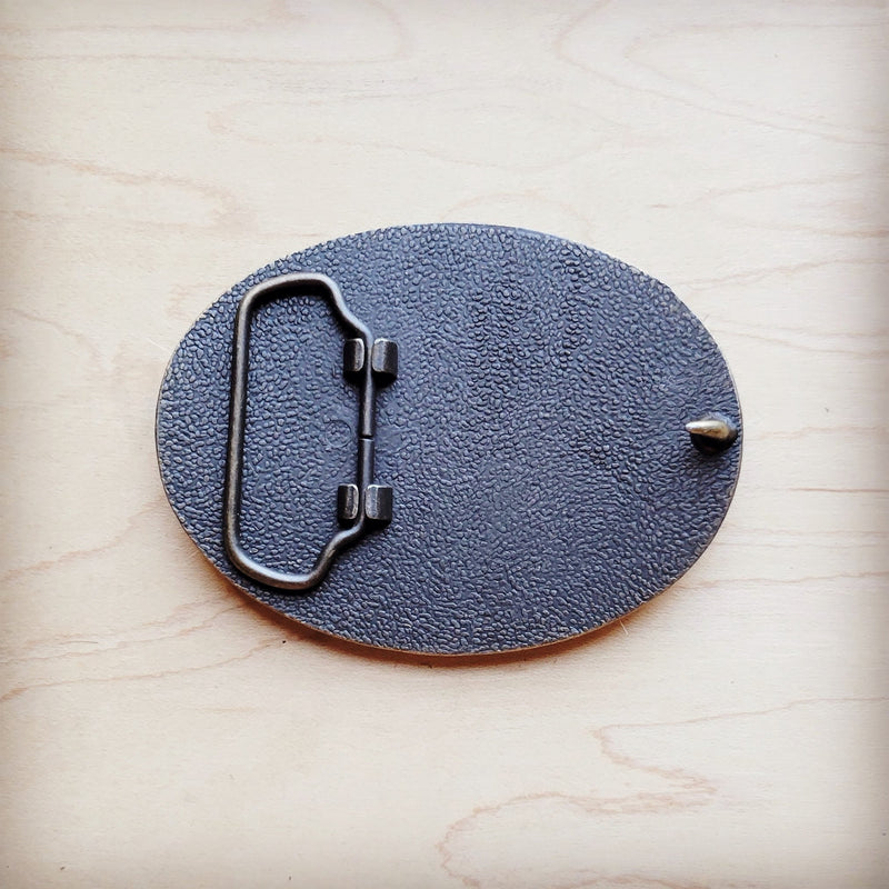 **Rope Edge Hair-on-Hide Branded Leather Belt Buckle-Star 907g