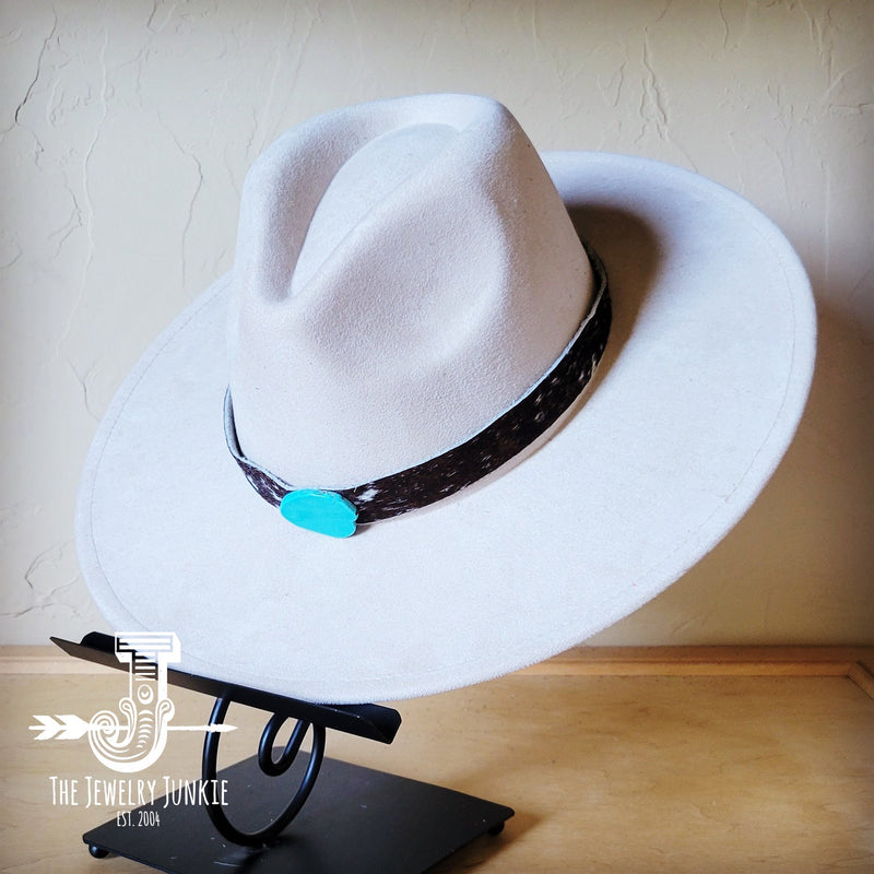 Spotted Hair-on-Hide Leather Hat Band Only w/ Turquoise Slab 950f