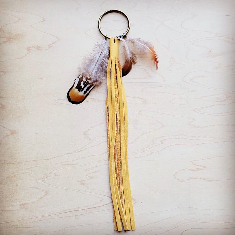 Boho Western Boot Bling Charm with Leather Fringe 500d