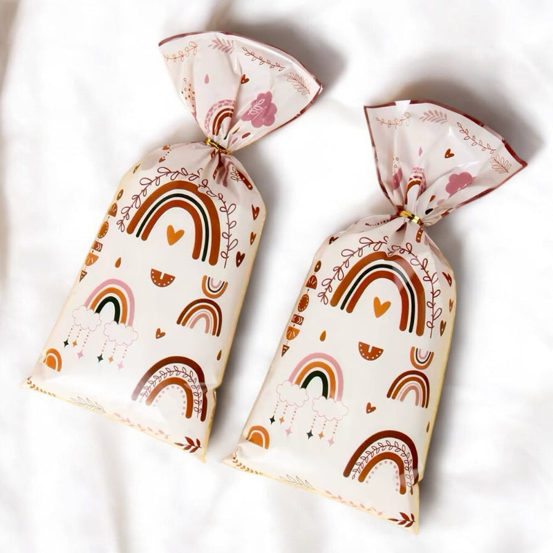 Boho Party Favor Bags for Adults - Rainbow Gift Wrap 10-Pack