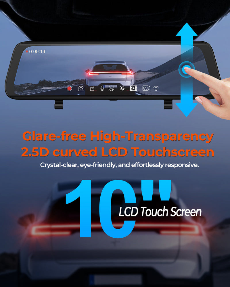 XR10 Pro 4K Front & 2.5K Rear Cameras, 10" IPS Touchscreen with Built-in Wi-Fi