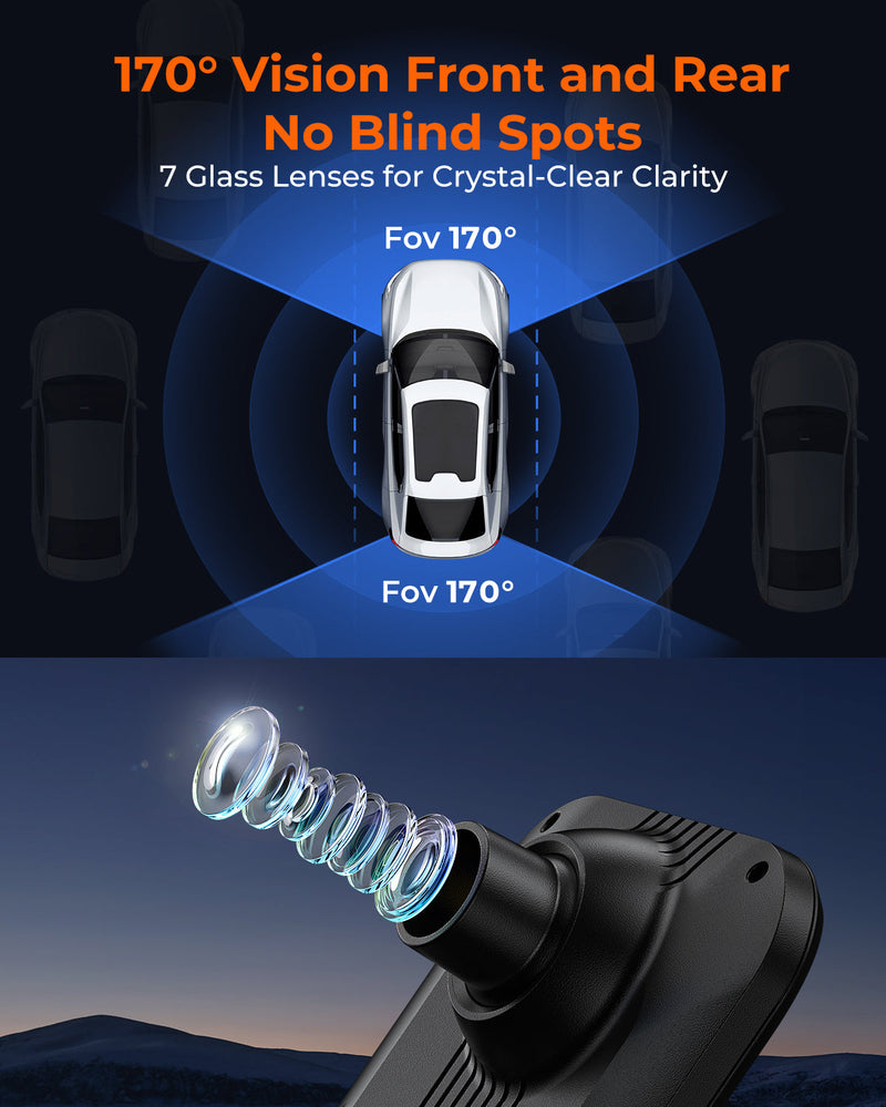 M4 Quad Mirror Dash Cam with 1080P Front+Rear+Left/Right Side Cameras, 12"IPS Touchscreen