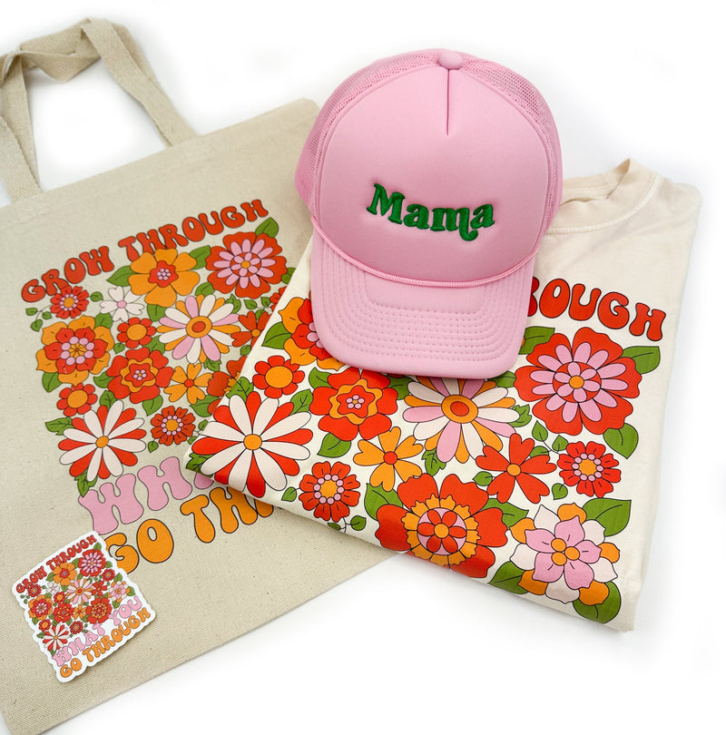 Mama - Pink w/ Green - Trucker Hat