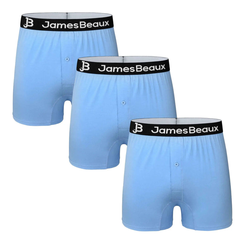 3-Pack Men's Heather Blue 95% Bamboo Boxer Shorts