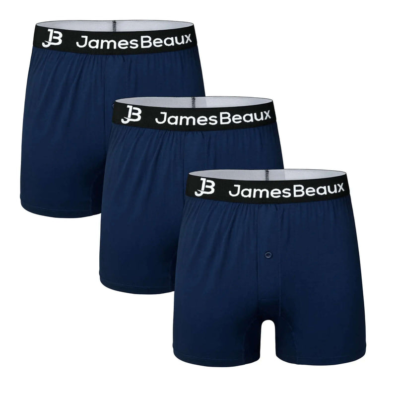 3-Pack Men's Navy Blue 95% Bamboo Boxer Shorts