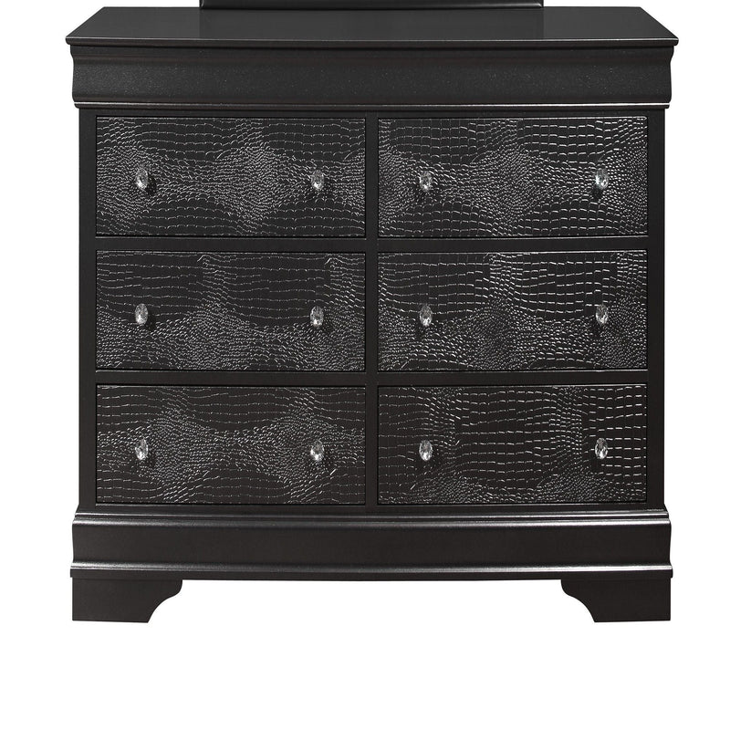 Shaker - 5 Pieces Bedroom Set With Crystal Inspired Tufted Headboard And LED Lighting