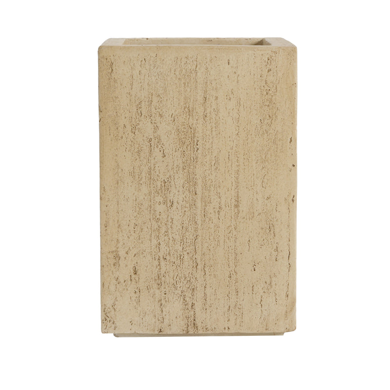 Handmade Travertine Planter Box, Antique Brown, 19.75"H