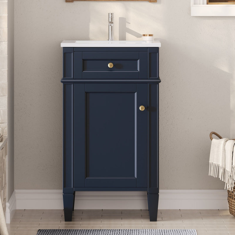 French Style Bathroom Vanity With Sink, Soft-Closing Door, Adjustable Shelf, Rectangular Design