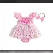 Girls And Infants Mesh Romper With A Tulle Skirt And Bow