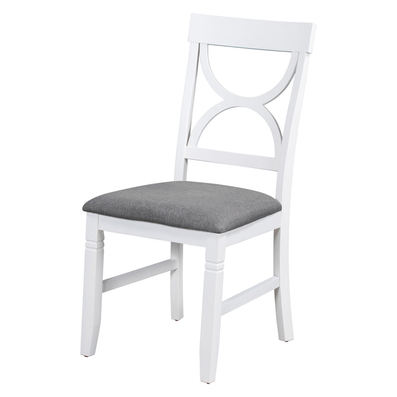 TOPMAX 6-Piece Wood Dining Table Set Kitchen Table Set with Upholstered Bench and 4 Dining Chairs, Farmhouse Style,Gray+White (old sku: SP000003AAK)