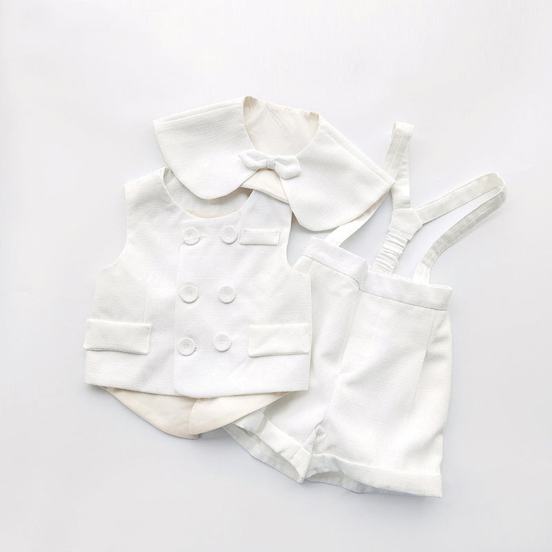 Casual White Children Vest Suit