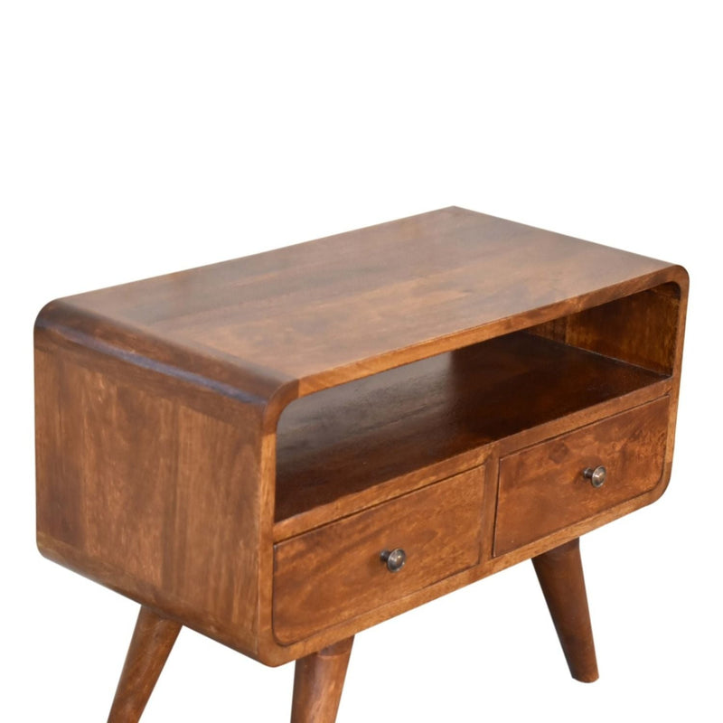 Solid Wood Curved Media Unit