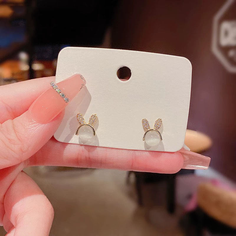 Opal Cute Rabbit Stud Earrings