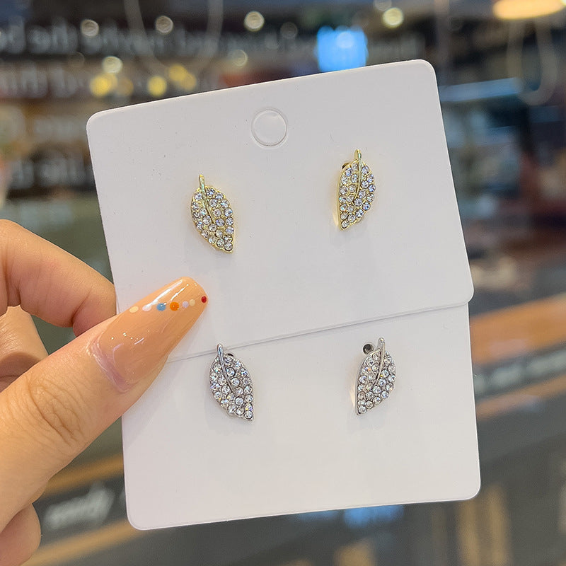 Crystal Rhinestone Leaf Earrings