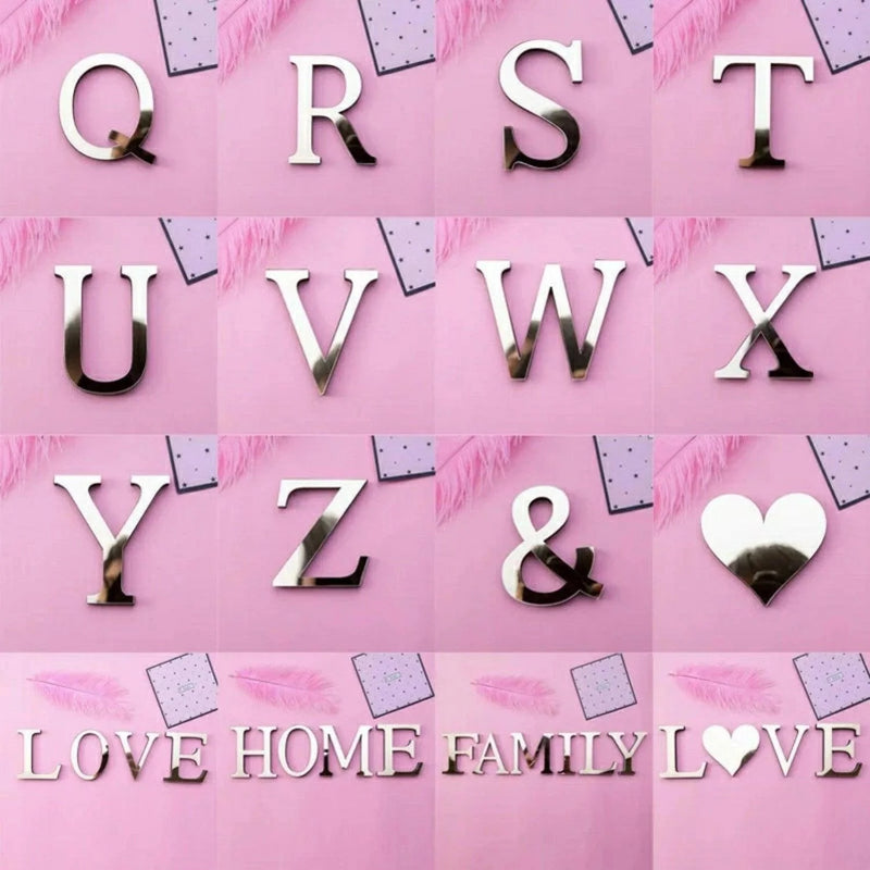 3D Acrylic Letter Wall Decor Stickers 26-Pack