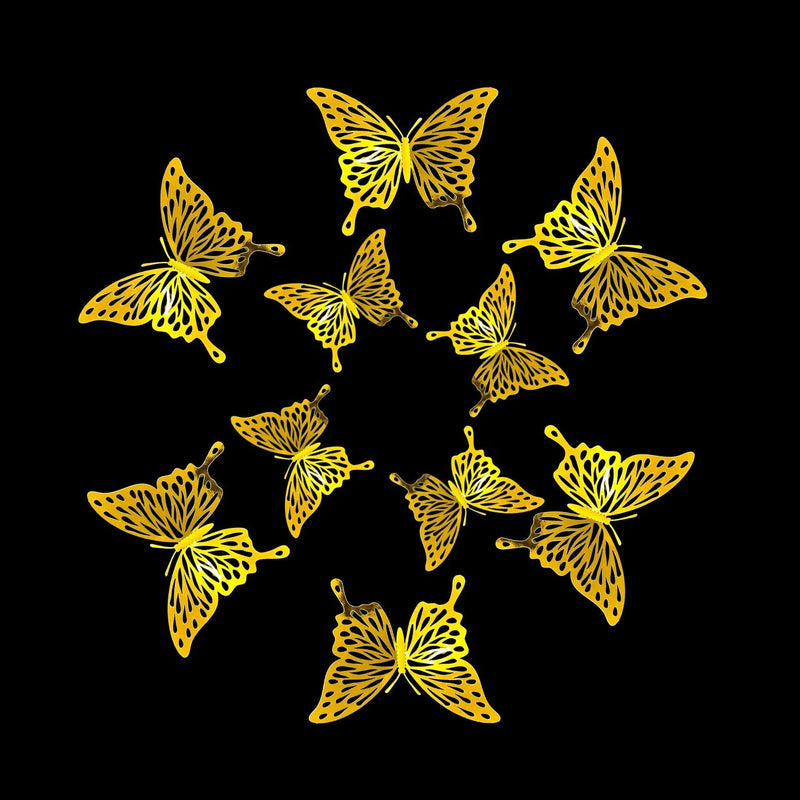 3D Gold Craft Butterflies Kids Room Wall Decor 12-Set
