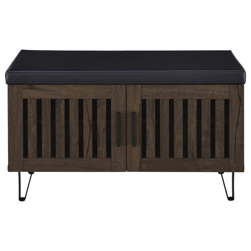 Brixton 2-door Padded Entryway Shoe Storage Bench Smoked Oak