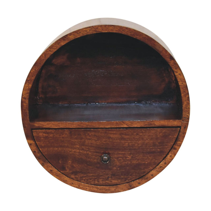 Floating Circle Bedside Table - Chestnut