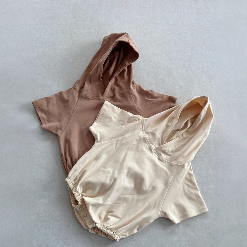 Baby Cute Candy-Colored Hooded Cotton Romper